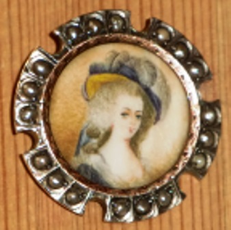 M325M GEORGIAN MINIATURE PORTRAIT BROOCH GOLD & SILVER FRAME